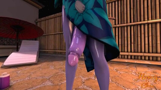 Overwatch, хентай фута, глубокий минет, сперма, мультяшное, большие сиськи, большой член, большие яйца, аниме, анимация 3D GIF